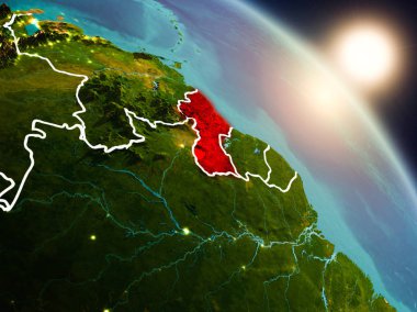 Guyana gündoğumu sırasında uzaydan