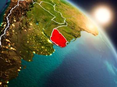 Uruguay gündoğumu sırasında uzaydan