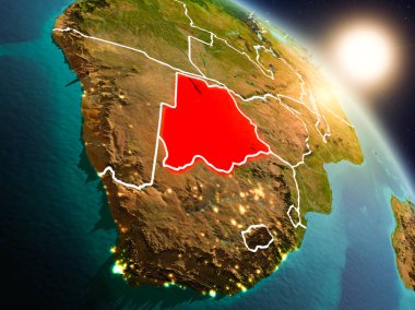 Botsvana gündoğumu sırasında uzaydan