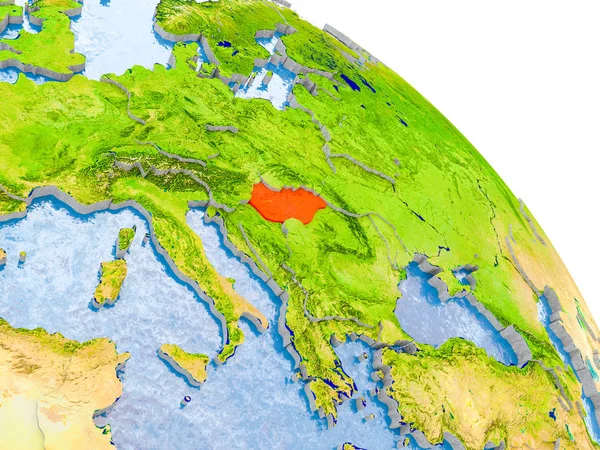 匈牙利在红色地球模型 — 图库照片