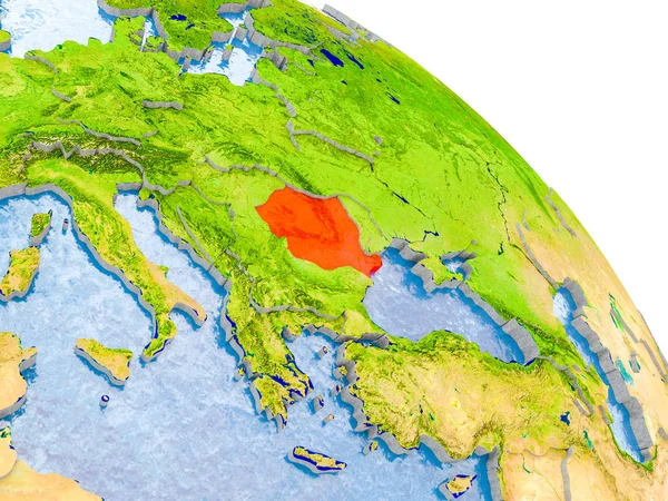 Romania nel modello rosso della Terra — Foto Stock