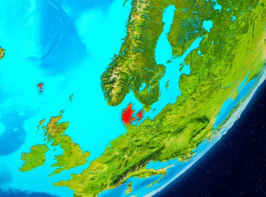 Danimarka yörünge görünümünde kırmızı