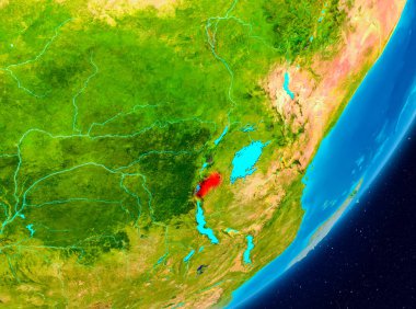 Ruanda yörünge görünümünde kırmızı