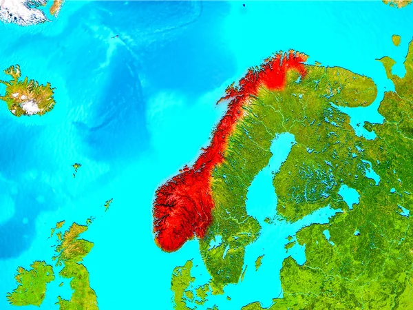 Norveç dünya üzerindeki kırmızı — Stok fotoğraf