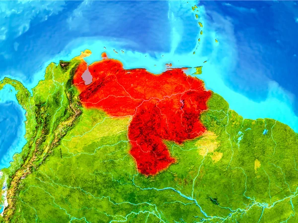 Venezuela in red on Earth — Stock Photo, Image