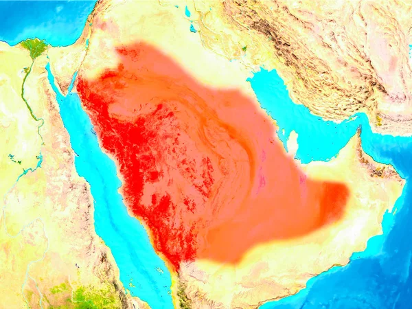 Arábia Saudita em vermelho na Terra — Fotografia de Stock