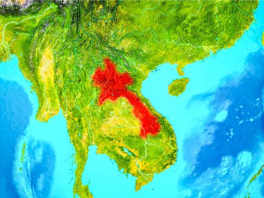 Laos dünya üzerindeki kırmızı