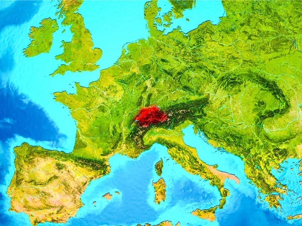 Švýcarsko v červené barvě na zemi — Stock fotografie