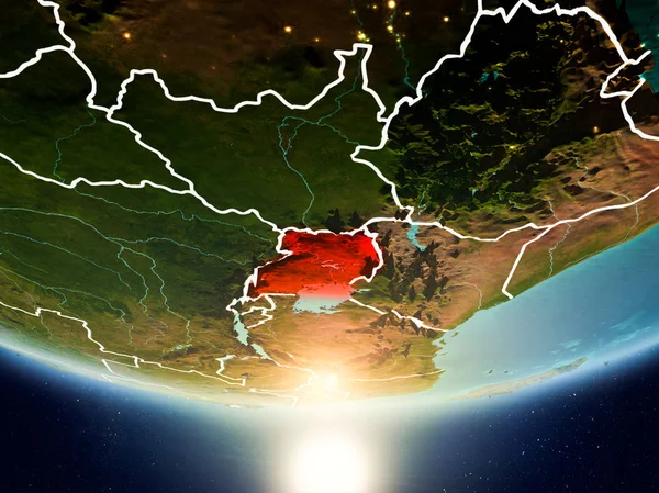 Уганда з сонцем на планеті Земля — стокове фото