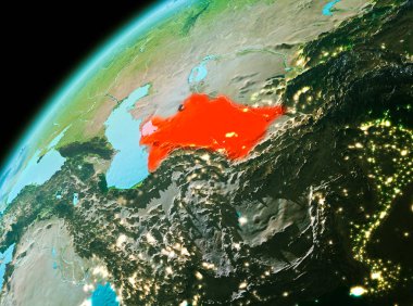 Türkmenistan akşam uzaydan