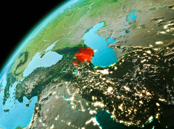 Azerbaiyán desde el espacio por la noche — Foto de Stock