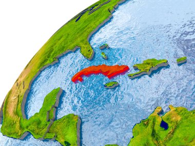 Küba Haritası dünya üzerinde kırmızı