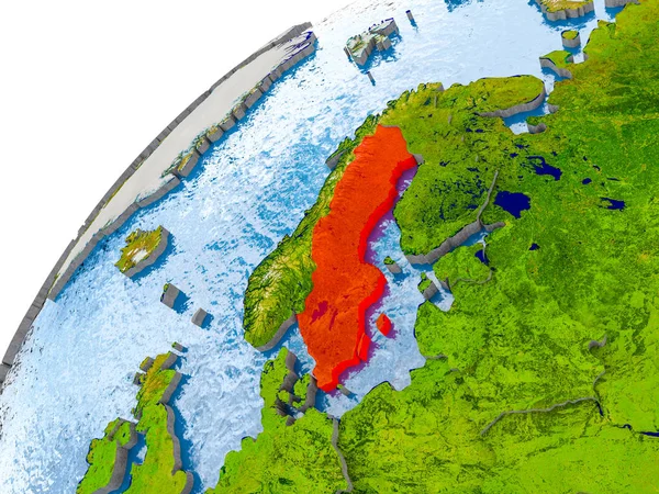 Karta över Sverige i rött på Globen — Stockfoto
