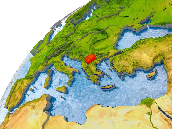 Mappa della Macedonia in rosso sul globo — Foto Stock