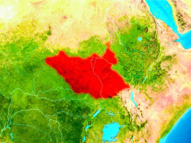 Dünya üzerindeki kırmızı Güney Sudan