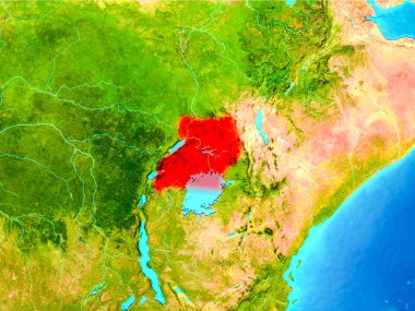 Uganda dünya üzerindeki kırmızı