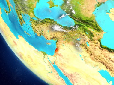 Lübnan'ın uydu görünümünde kırmızı