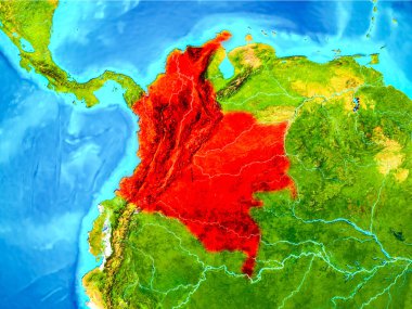 Kolombiya kırmızı yeryüzünde