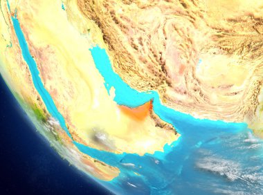 Birleşik Arap Emirlikleri, uydu görünümünde kırmızı