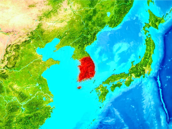 Corea del Sur en rojo en la Tierra — Foto de Stock