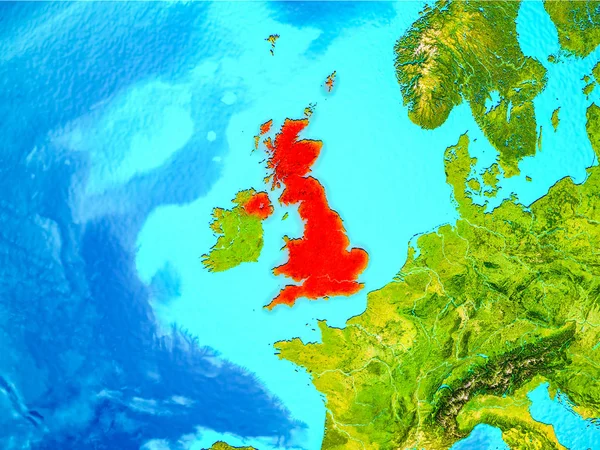 United Kingdom in red on Earth — Stock Photo, Image