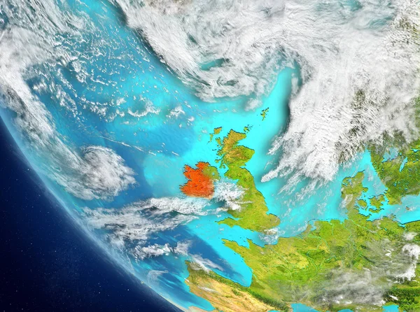 İrlanda'nın uydu görünümünde kırmızı — Stok fotoğraf