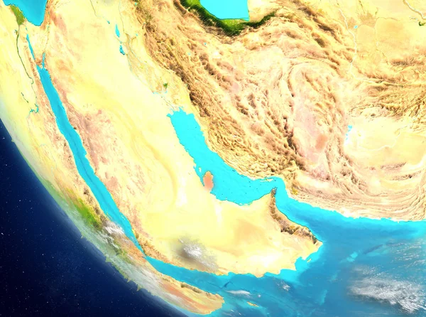 赤でカタールの衛星ビュー — ストック写真