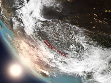 Günbatımı Nepal uzaydan yukarıda