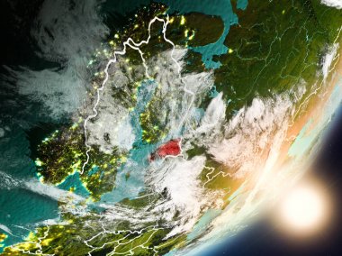 Uzaydan Estonya yükselen güneş