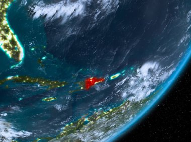 Dominik Cumhuriyeti görünümünü geceleri yörünge