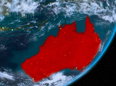 Geceleri Avustralya yörünge görünümü