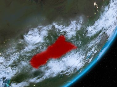 Orta Afrika görünümünü geceleri yörünge