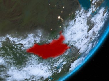 Güney Sudan yörünge görünümü geceleri