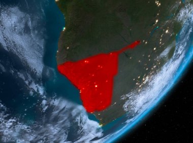 Namibya yörünge görünümü geceleri