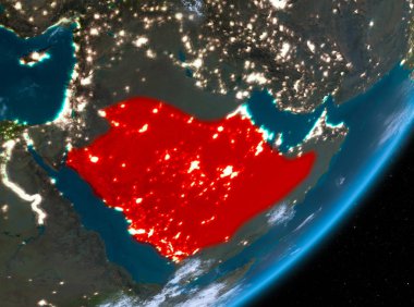 Görünümü, Suudi Arabistan geceleri yörünge