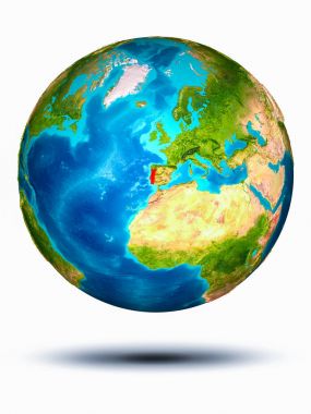 Beyaz arka plan ile yeryüzünde Portekiz