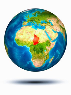 Chad beyaz arka plan ile yeryüzünde