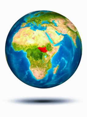 Beyaz arka plan ile yeryüzünde Güney Sudan
