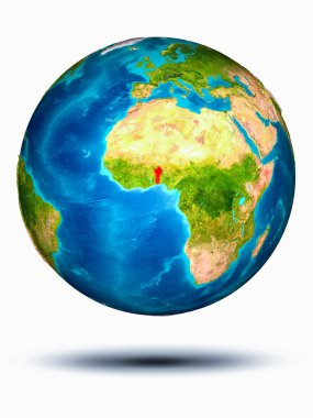 Benin beyaz arka plan ile yeryüzünde