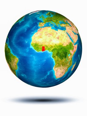 Beyaz arka plan ile yeryüzünde Gana