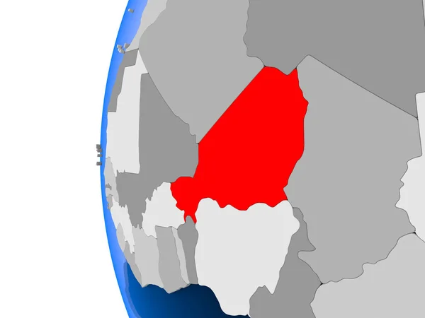 Niger térképe a politikai gömbön — Stock Fotó