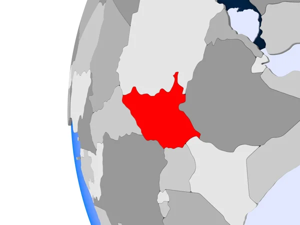 Karte von Südsudan auf politischem Globus — Stockfoto