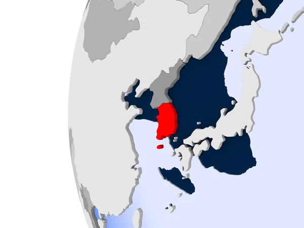 Karte von Südkorea auf politischem Globus — Stockfoto