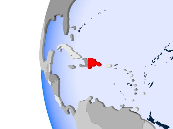 Karte der Dominikanischen Republik auf politischem Globus — Stockfoto