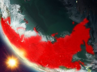 Rusya dünya üzerinde yukarıda günbatımı