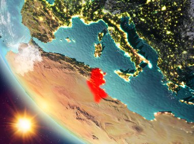 Günbatımı Tunus dünya üzerinde yukarıda