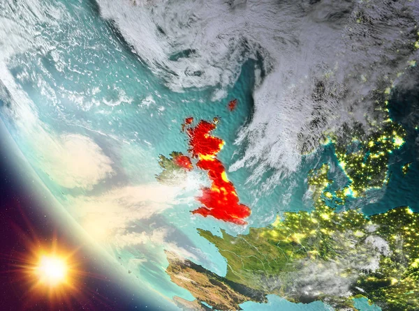 Západ slunce nad Spojeného království na zemi — Stock fotografie