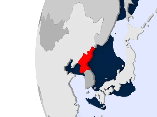 Mapa da Coreia do Norte em globo político — Fotografia de Stock