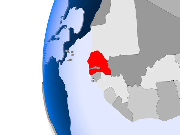 Mapa Senegalu na Globus polityczny — Zdjęcie stockowe