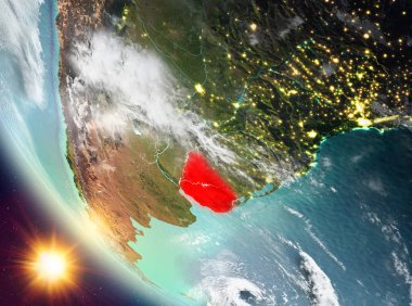 Günbatımı Uruguay dünya üzerinde yukarıda